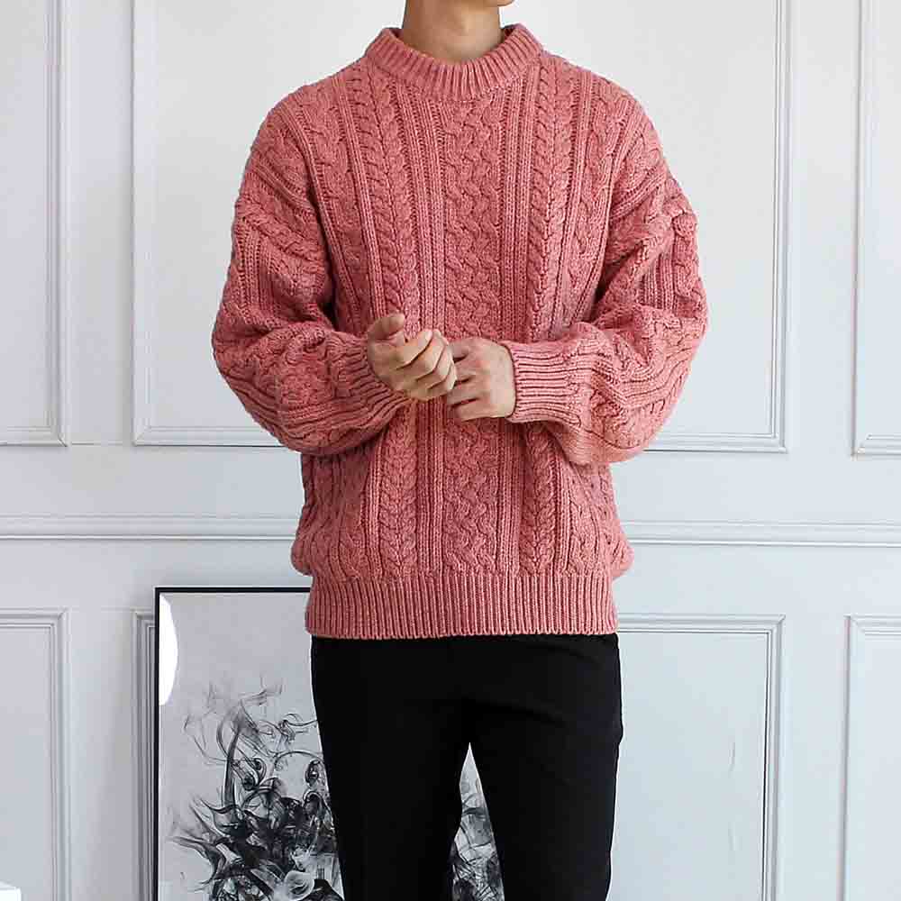 두꺼운 왕 꽈베기 루즈핏 니트 스웨터